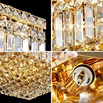 CEENLI 12-Lights Gold Crystal Flush Mount Ceiling Light